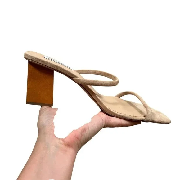 Steve Madden Isobell Honey Heeled Sandal Size 12 Tan Suede Minimal Neutral - Picture 9 of 11